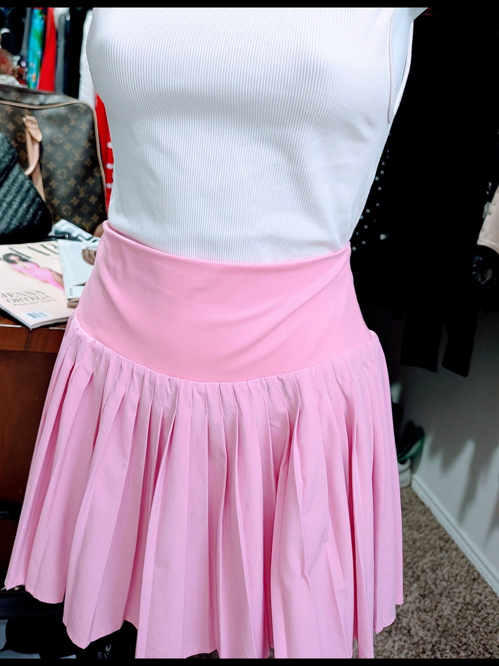 Pink Pleated Flare Tennis Skirt - Brand: - Picture 2 of 3